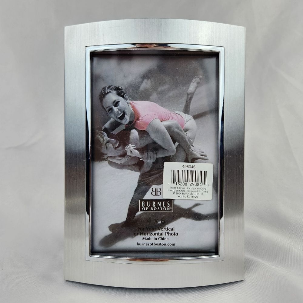 🩵NIB Vintage Burnes of Boston Brushed Silver City Lights 4x6 Curved Frame